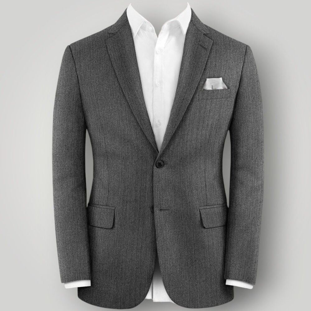 BANANA REPUBLIC Men's Blazer 42R Herringbone Gray Sport Coat 2-Button Jacket